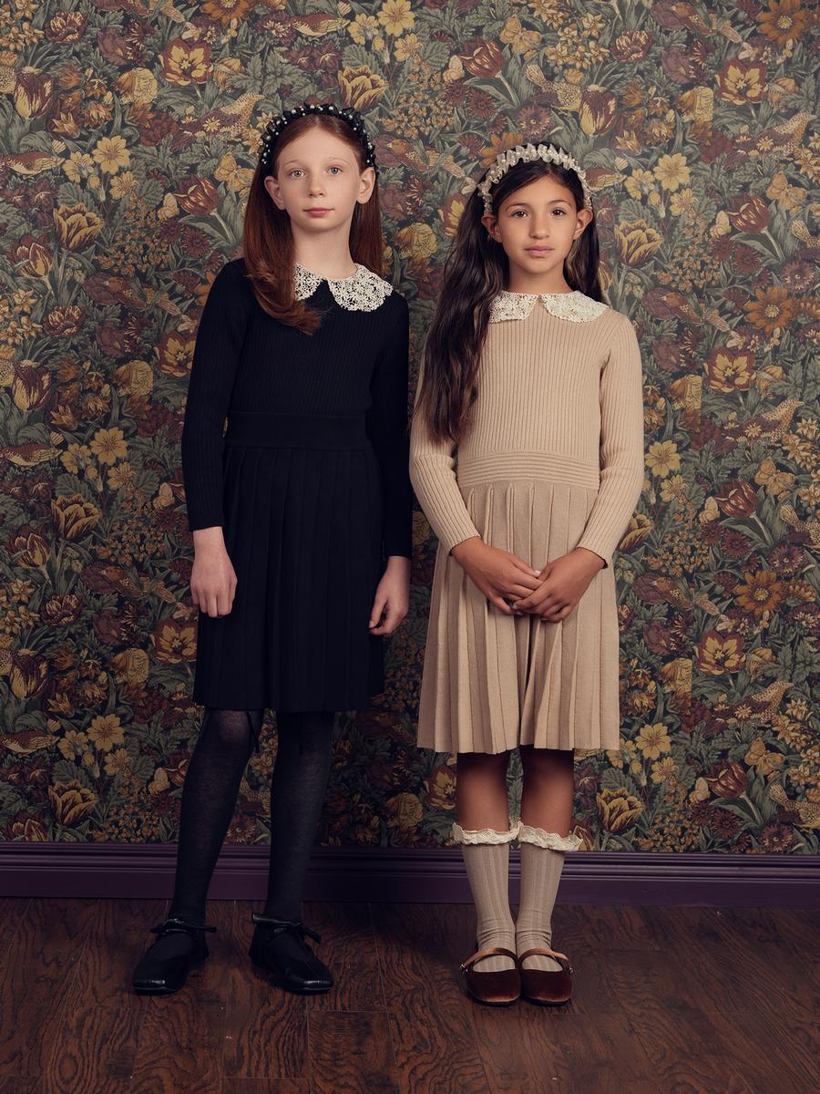 Beige Lace Knit Dress