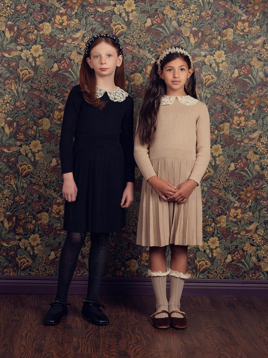 Beige Lace Knit Dress