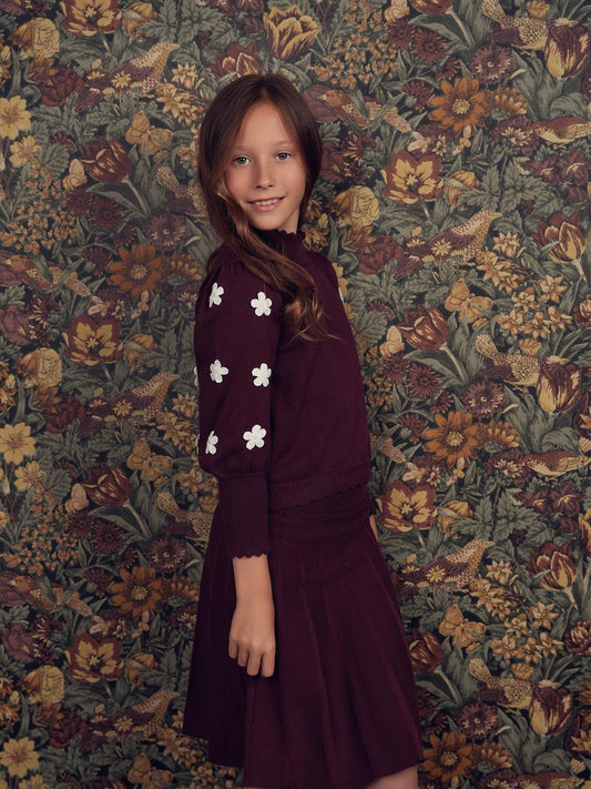 Burgundy Knit Floral Set