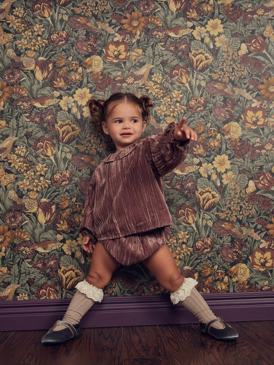 Rose Crushed Velvet Baby Set