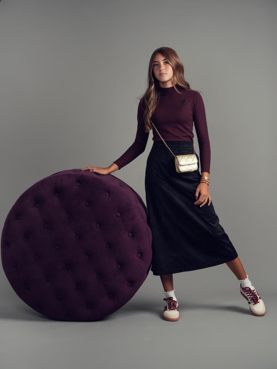 Black Corduroy Teen Maxi Skirt