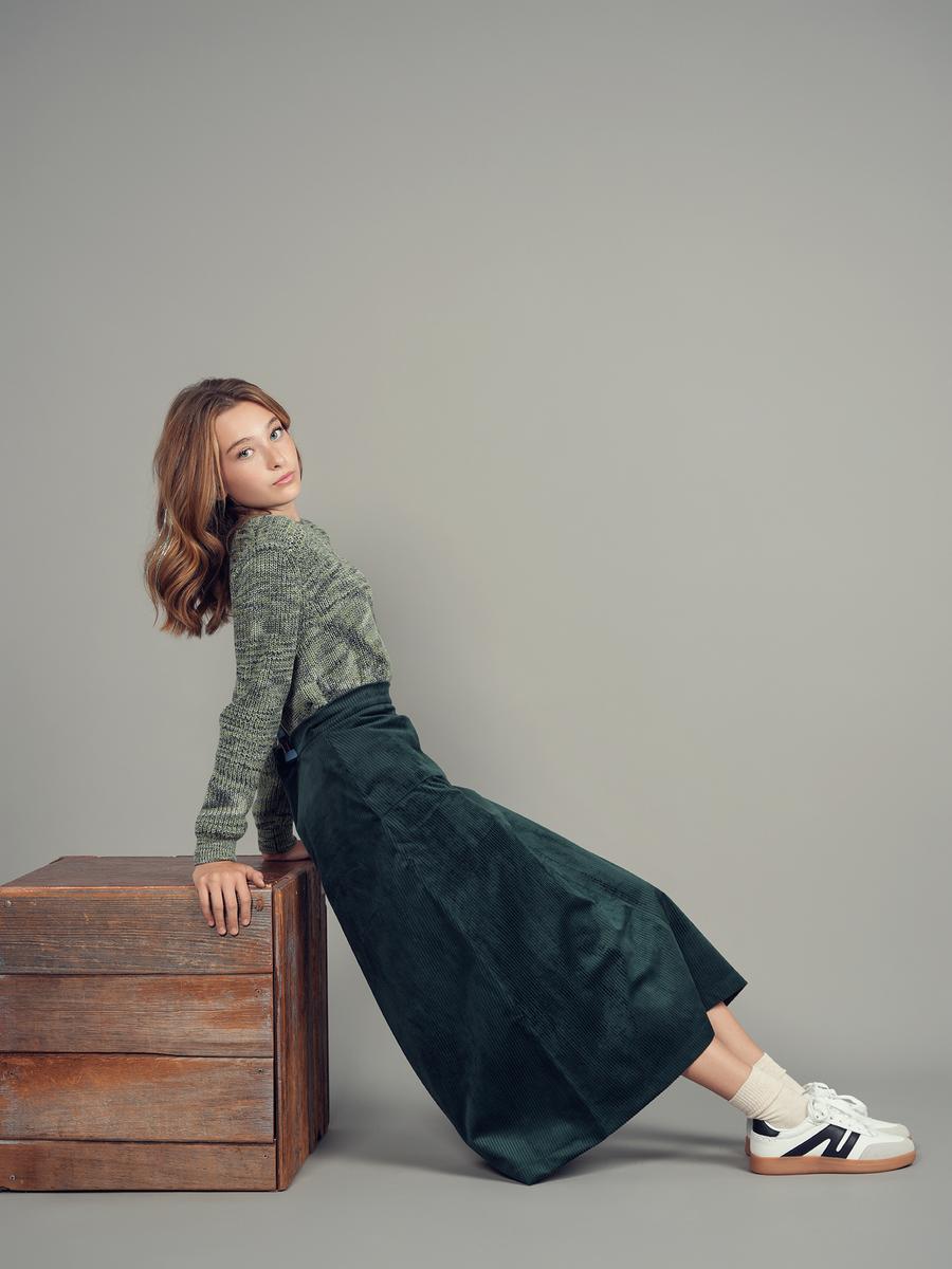 Green Corduroy Teen Maxi Skirt