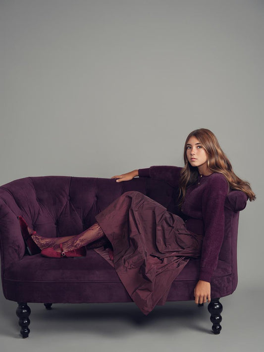 Plum Magnolia Midi Skirt