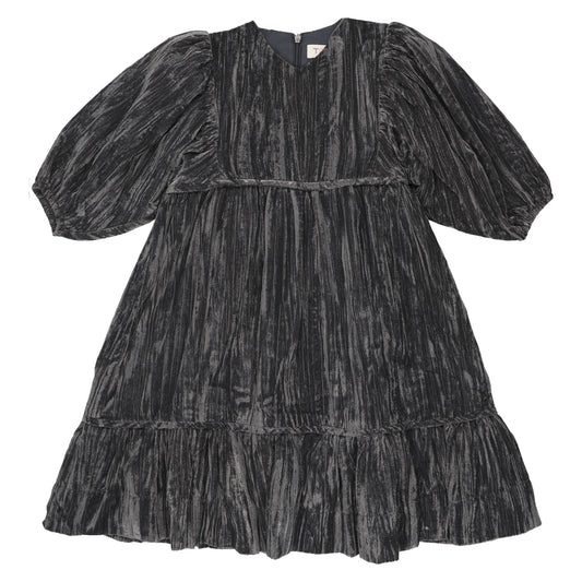 Navy Crushed Velvet Dress