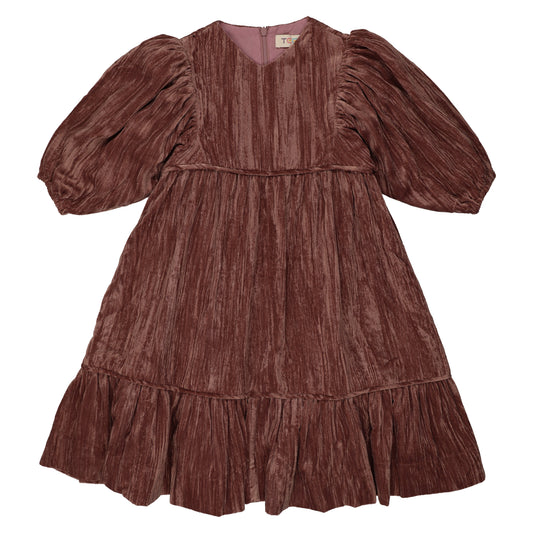 Rose Crushed Velvet Dress