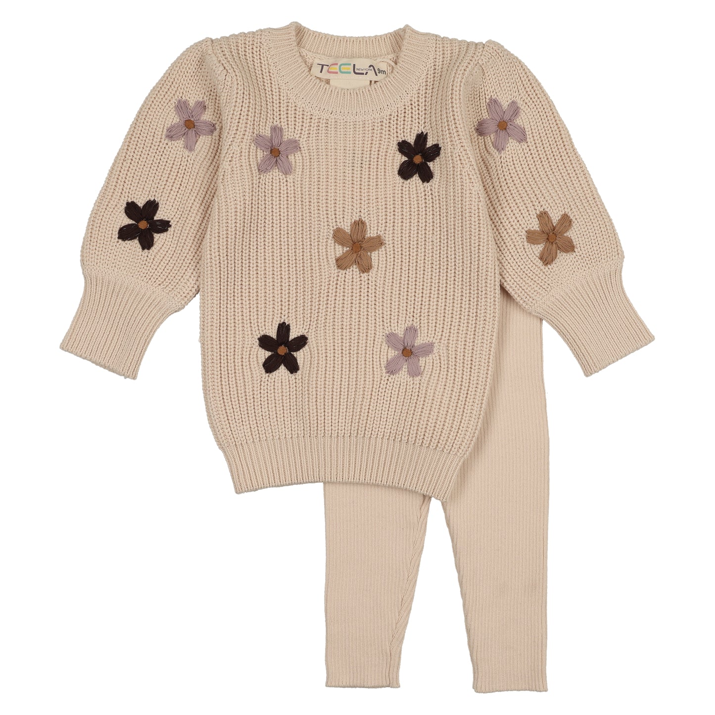 Off White Embroidered Knit Baby Set