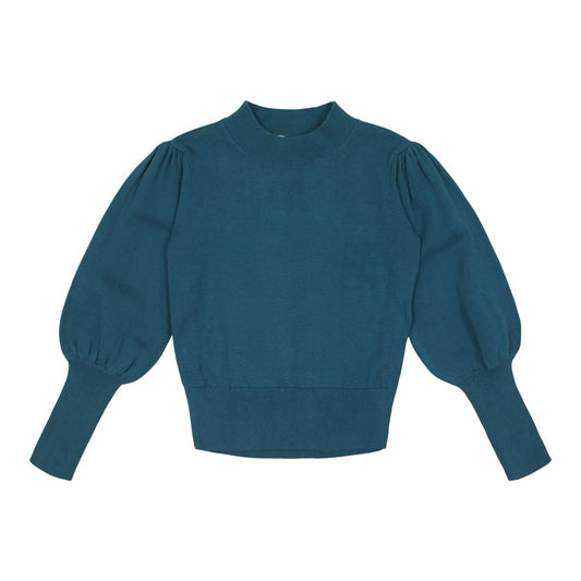 Blue Puff Sleeve Sweater
