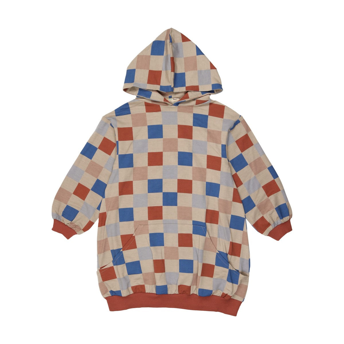 checkboard Pocket Hoodie Dress