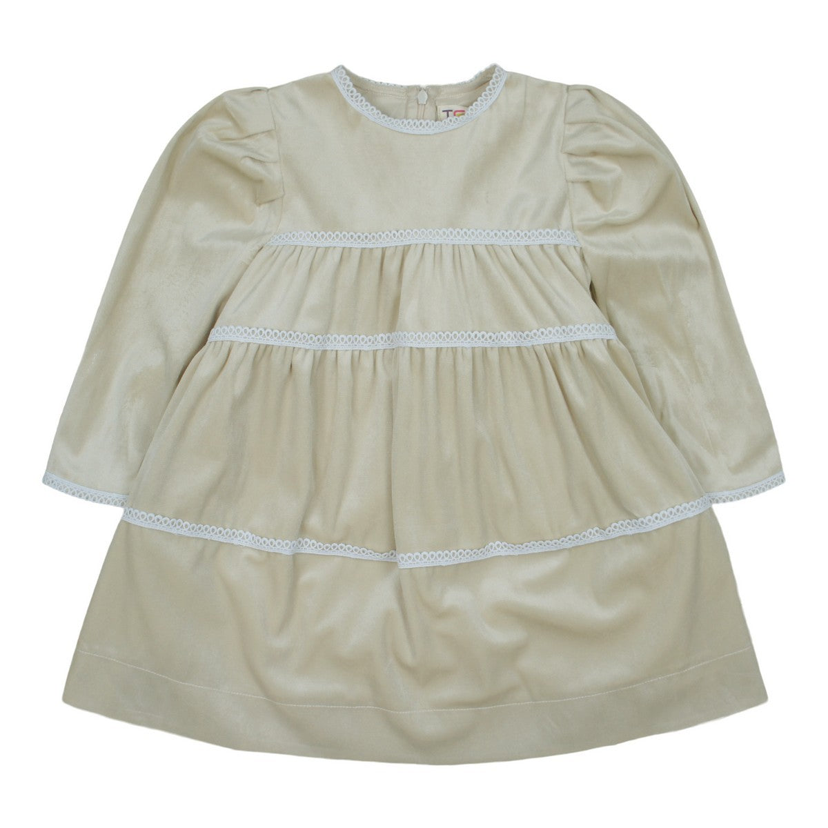 cream velvet Layered Lace Dress