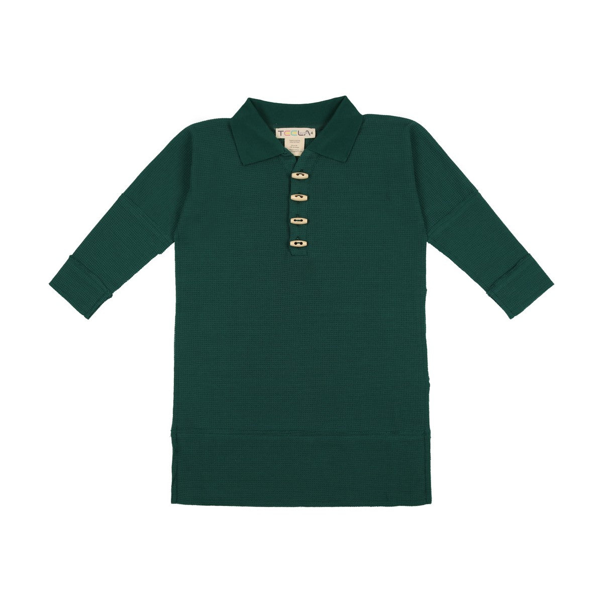 Deep Teal Waffle Polo Dress