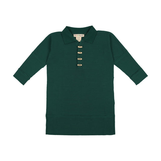 Deep Teal Waffle Polo Dress