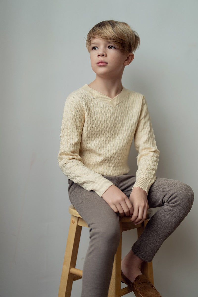 ecru Pointelle Sweater