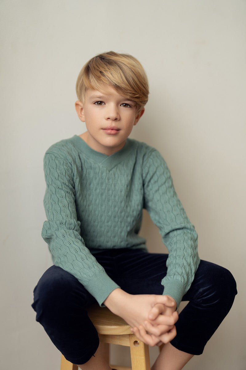 slate Pointelle Sweater