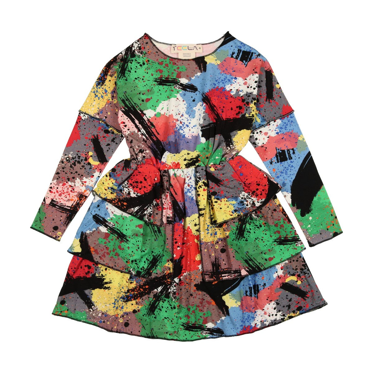 Splatter Tiered Ruffle Dress