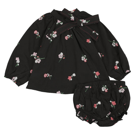 Black Embroidered Bloomer Set