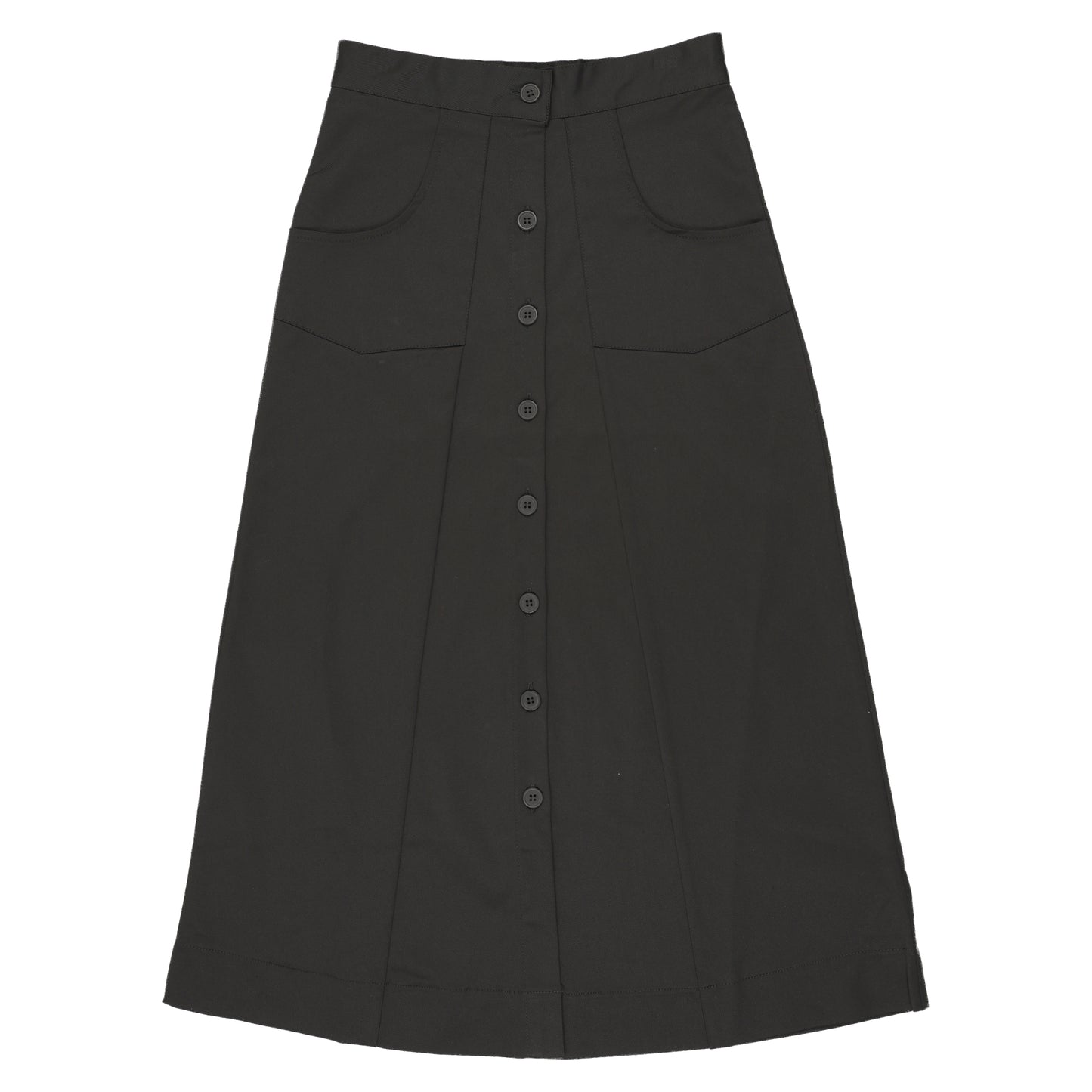Black Button Down Midi Skirt