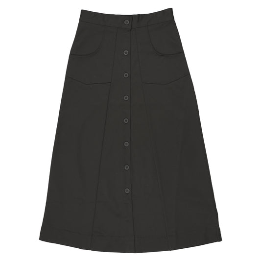 Black Button Down Midi Skirt