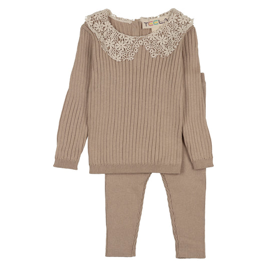 Beige Lace Baby Girl Knit