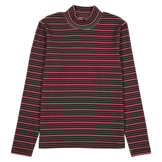 Pink Stripe Mock Neck