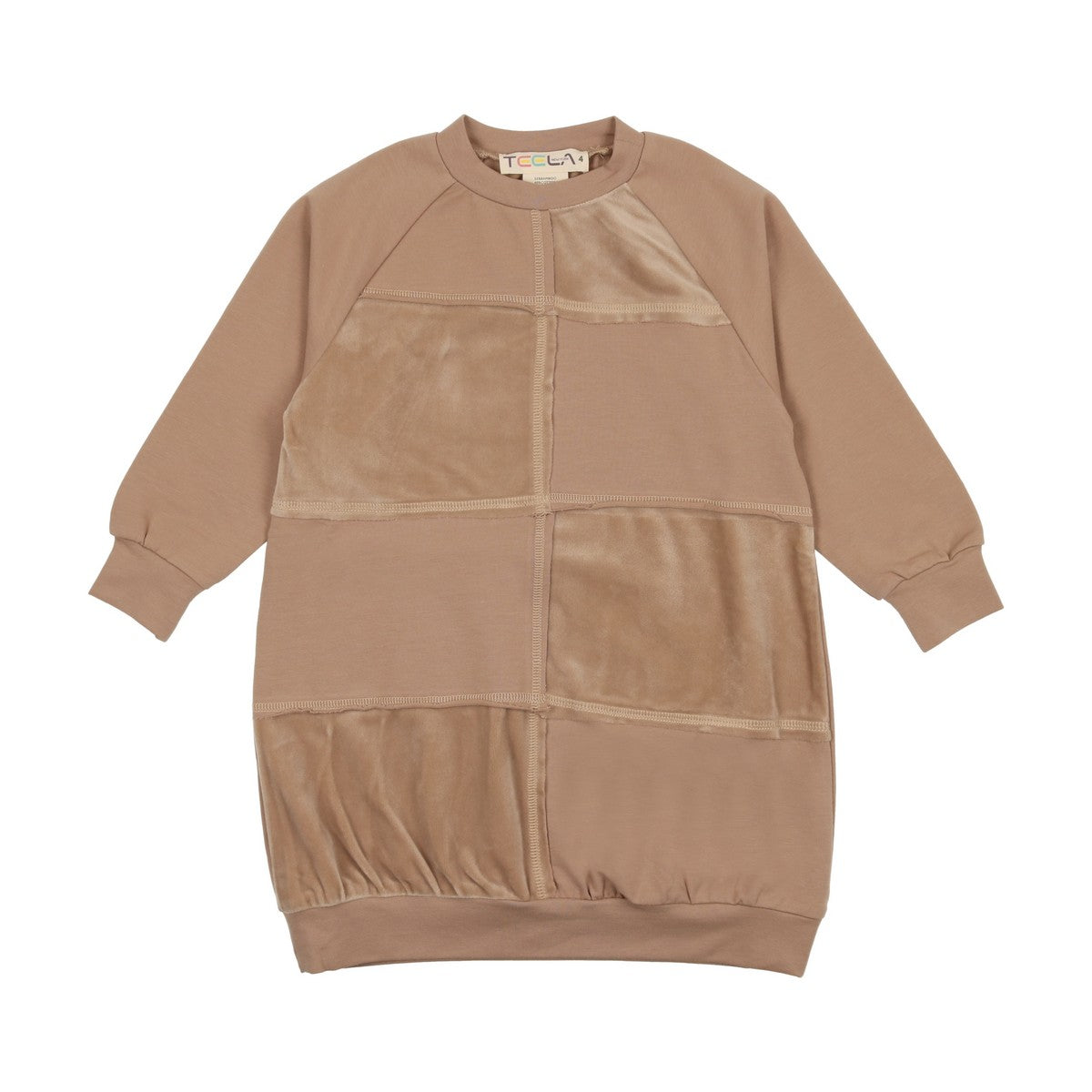 Desert Taupe Velour Patchwork Dress