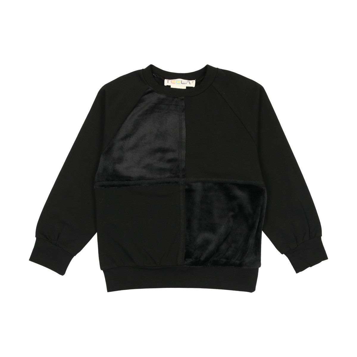 Black Velour Patchwork Top
