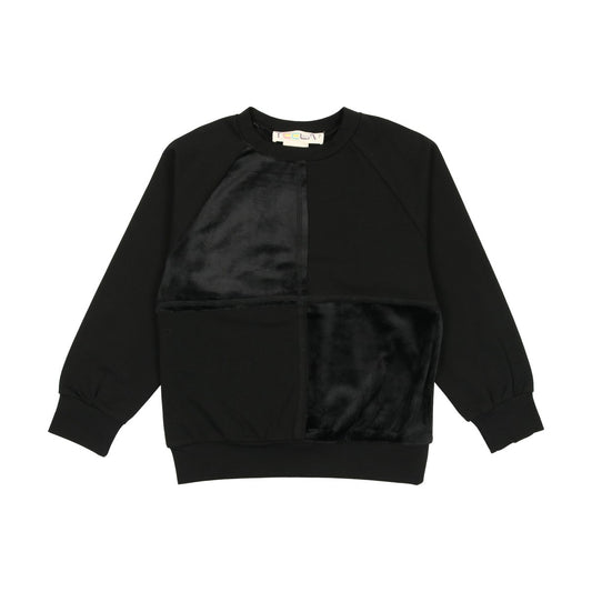 Black Velour Patchwork Top