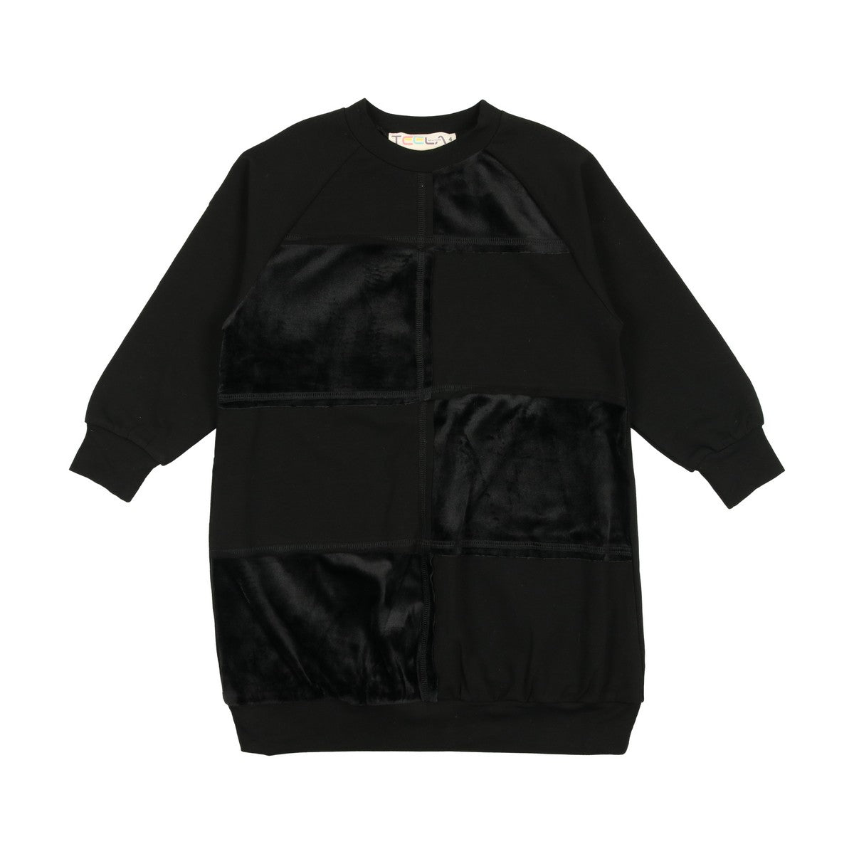 Black Velour Patchwork Dress