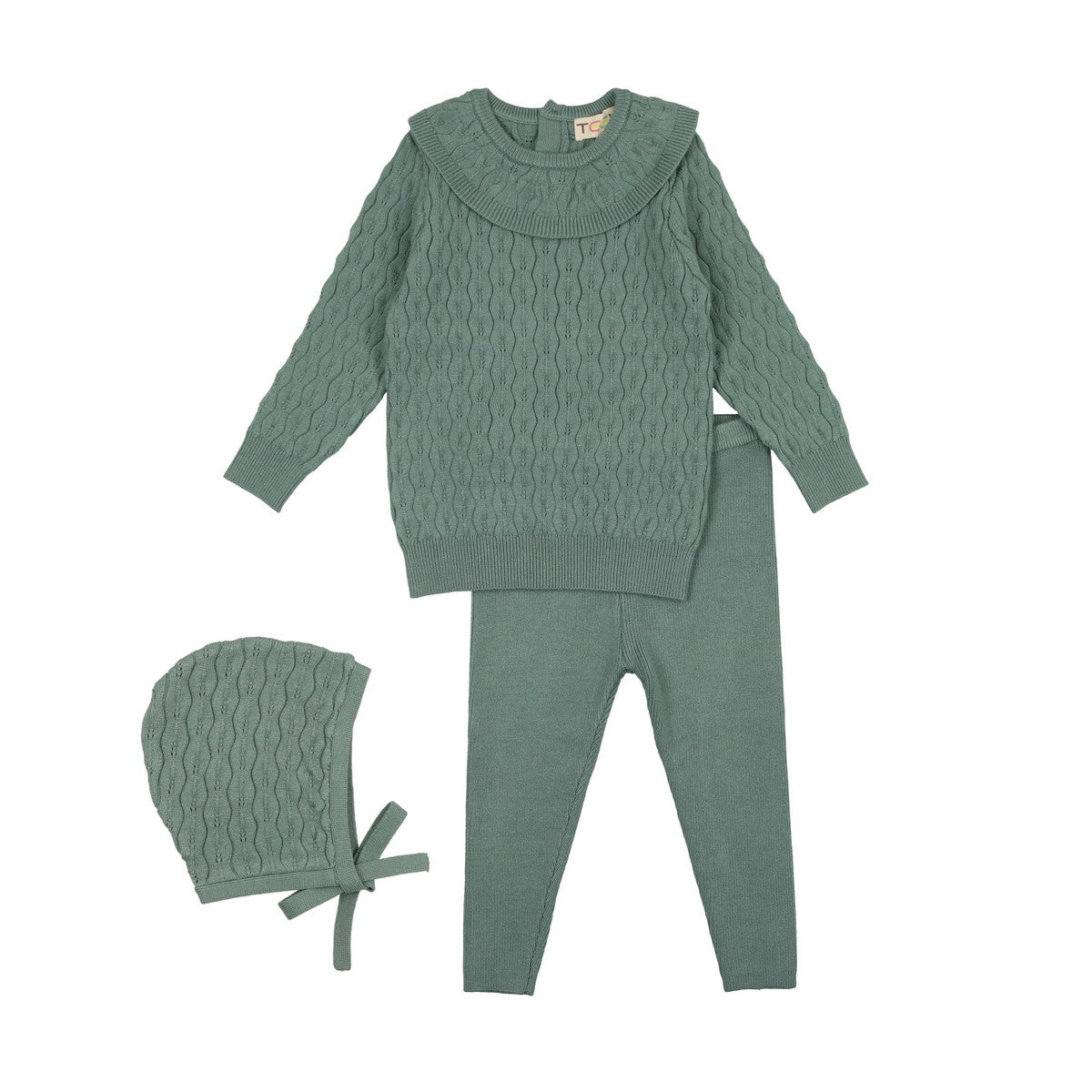 slate Pointelle Baby Set