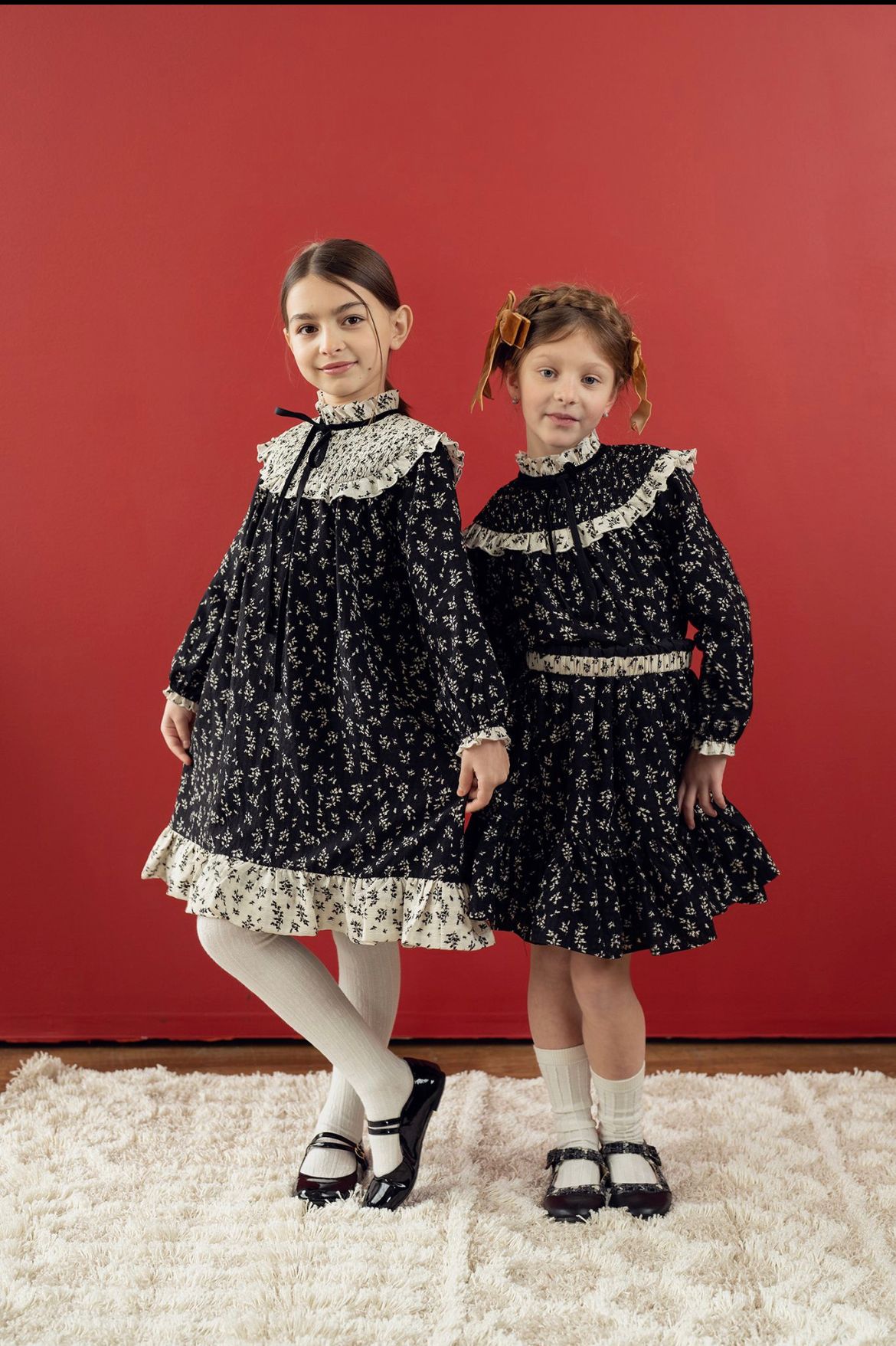 Black & White Floral Ruffle Skirt