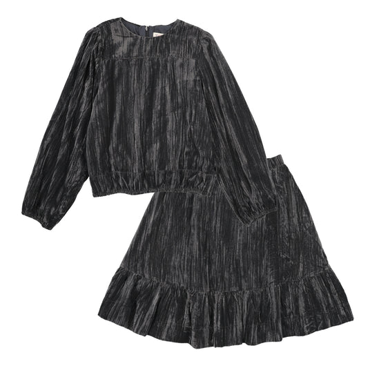 Navy Crushed Velvet Set