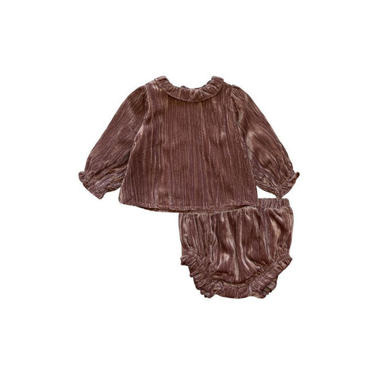 Rose Crushed Velvet Baby Set