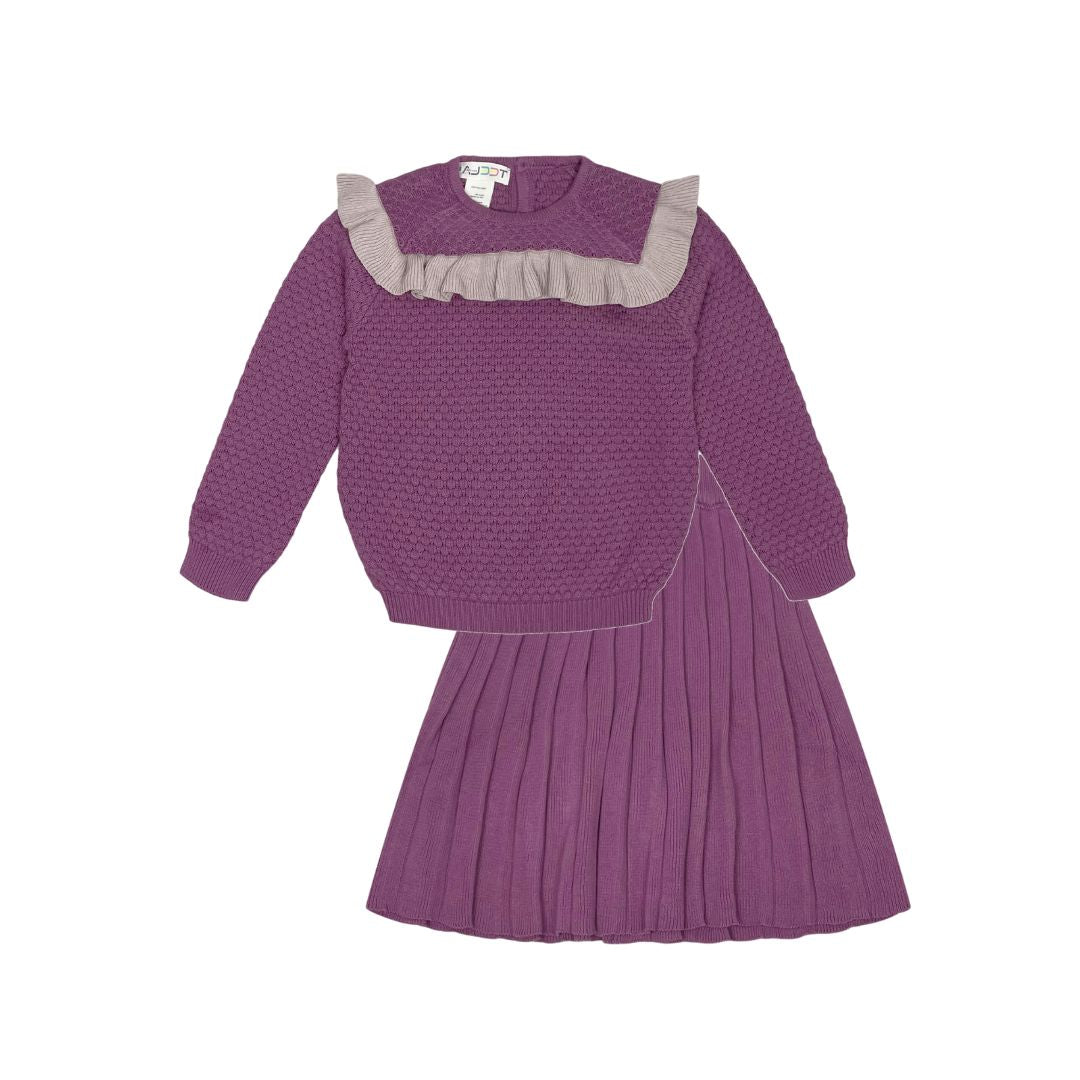 Purple / Light Pink Ruffle Knit Set