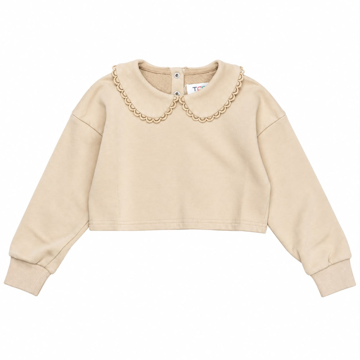 Taupe Twill Collared Sweatshirt