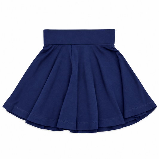 Light Navy Basic Knit Circle Skirt