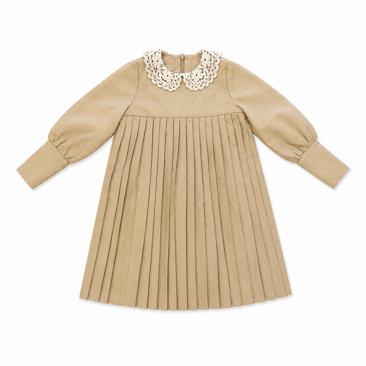 Oat Wool Pleated Dress