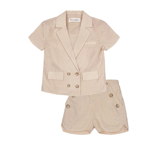 Beige Linen Suit Set