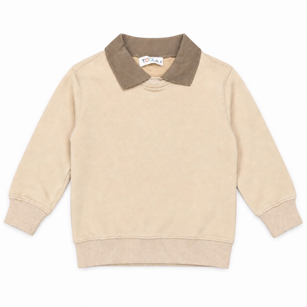 Taupe Twill Polo Sweatshirt
