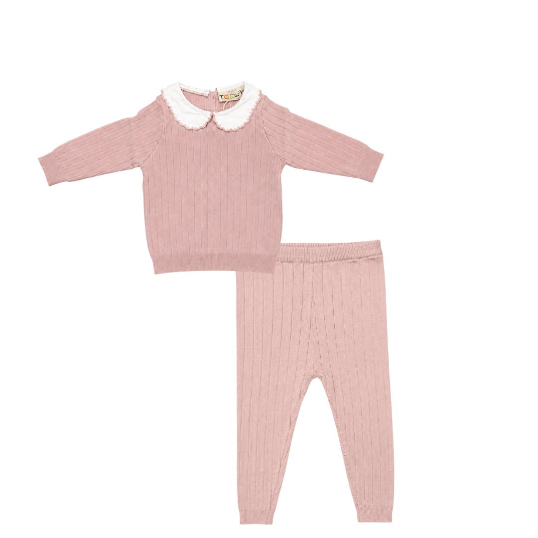 Mauve Collared Knit Set