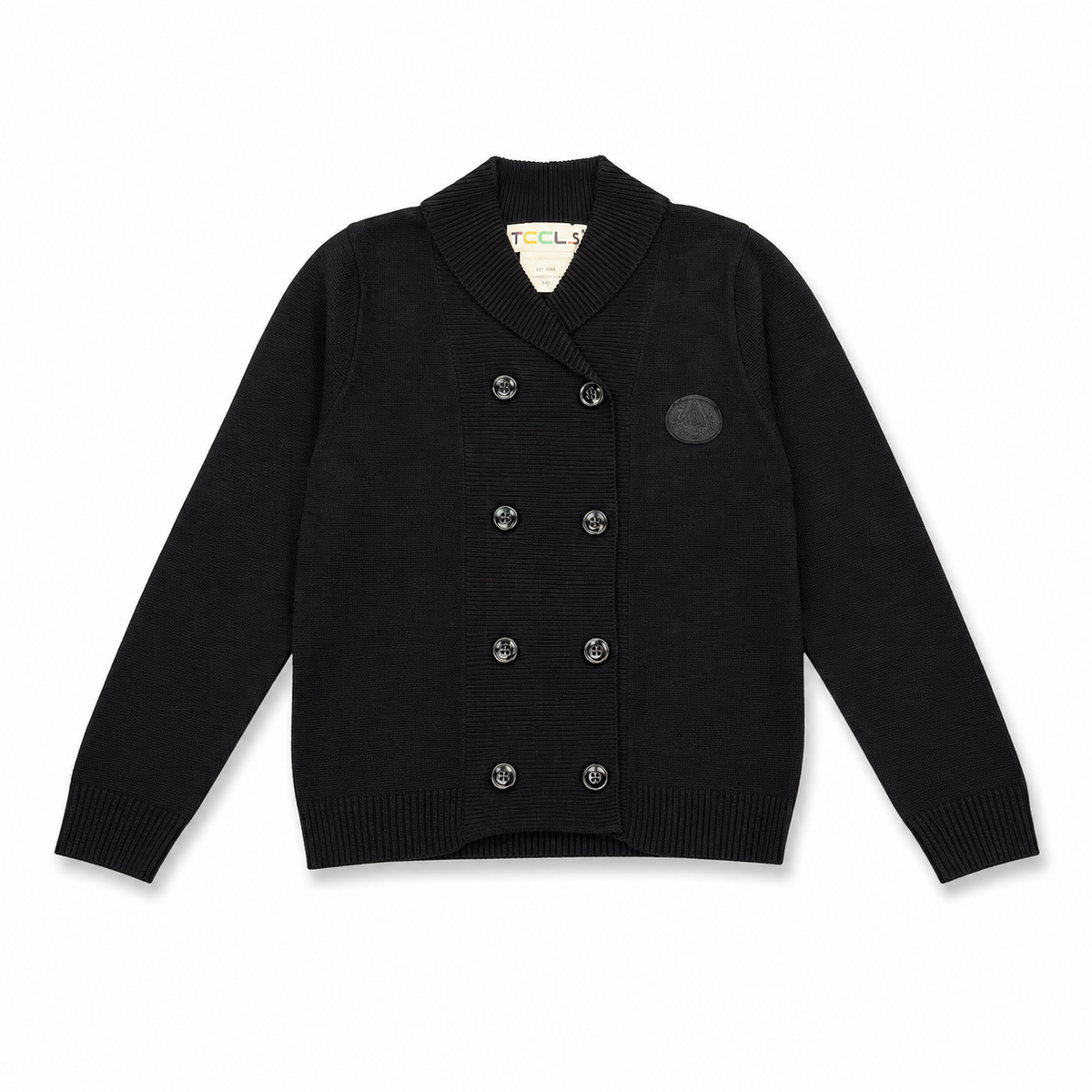 Black Double Breasted Cardigan