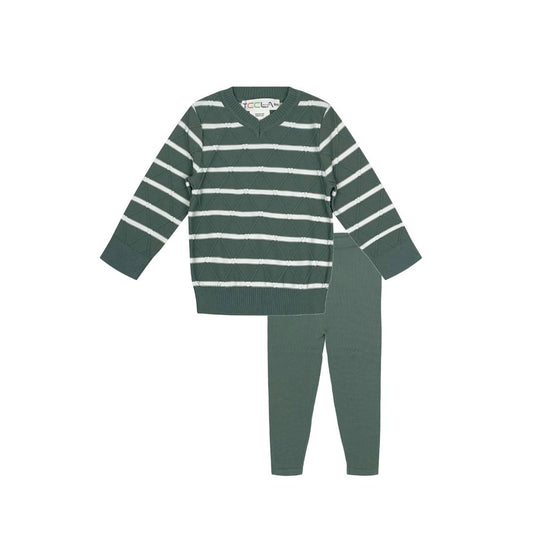 Dark Grey / Off-White Stripes Baby Boy Set