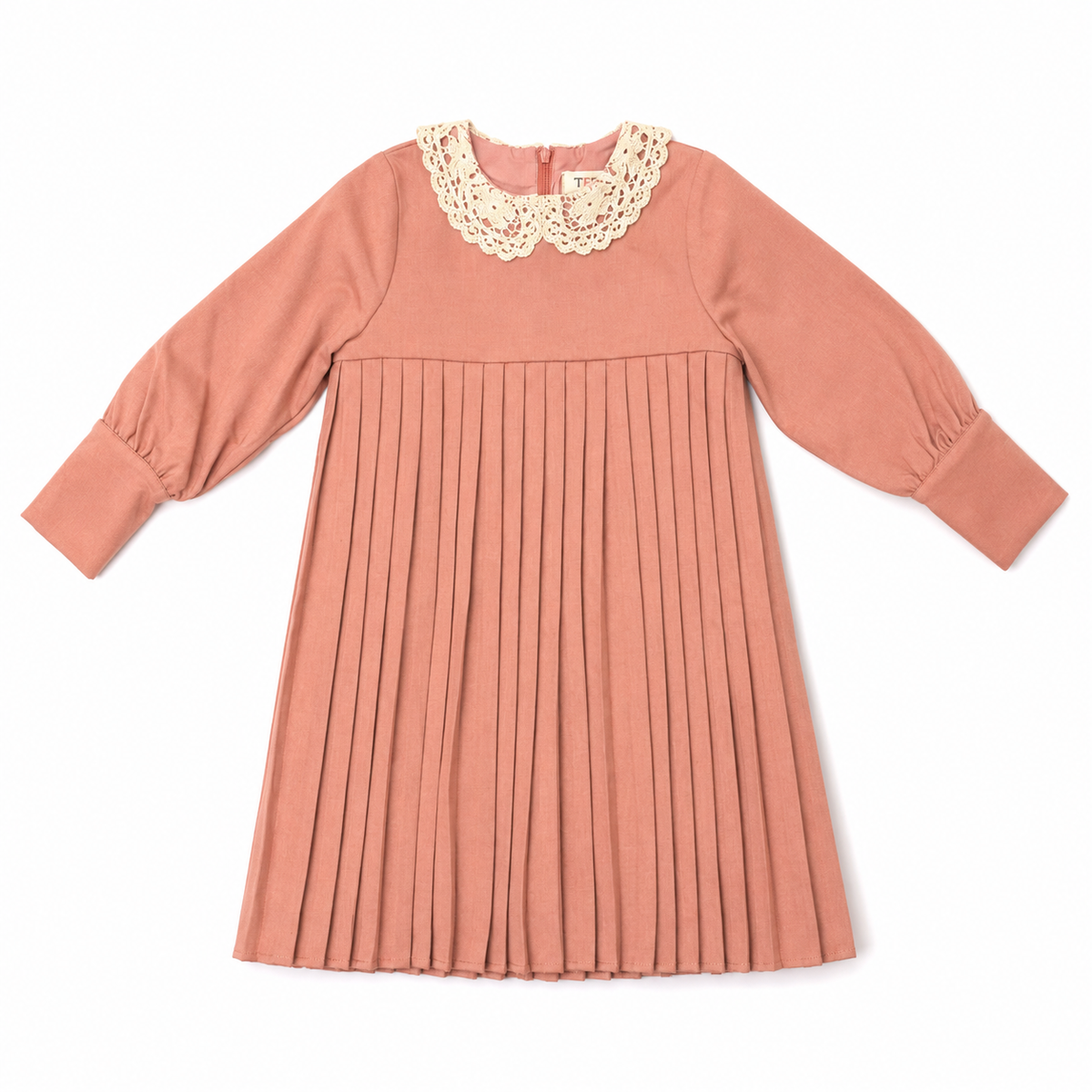 Rose Wool Pleated Dress