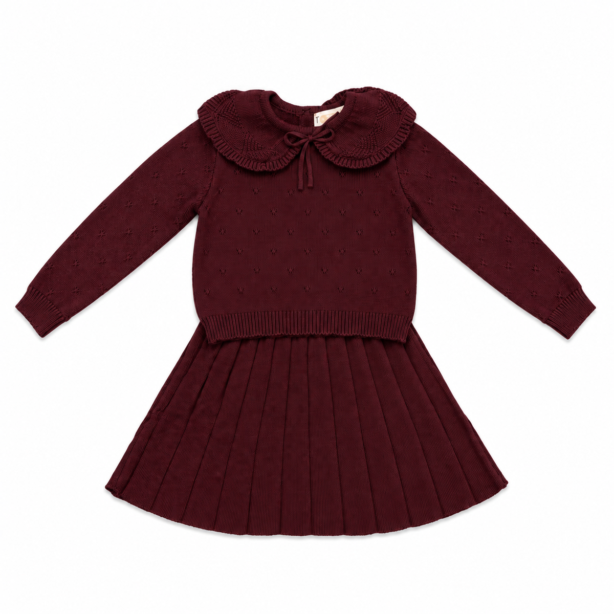 Burgundy Ruffle Collar Set