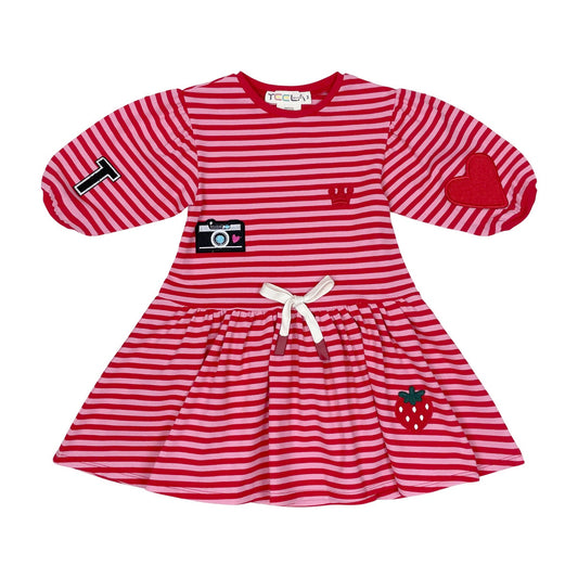 Red Stripe Applique Dress