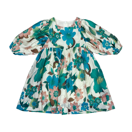 Teal Floral Square Dress