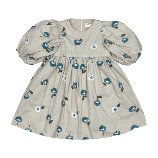 Beige Embroidered Square Dress