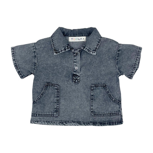 Black Structure Denim Boys Top