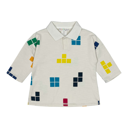 Tetris Print Polo Girl Top