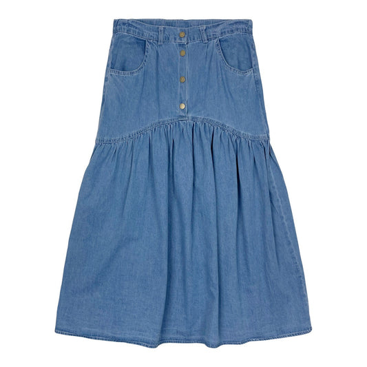 Midwash Denim Midi Snap Skirt