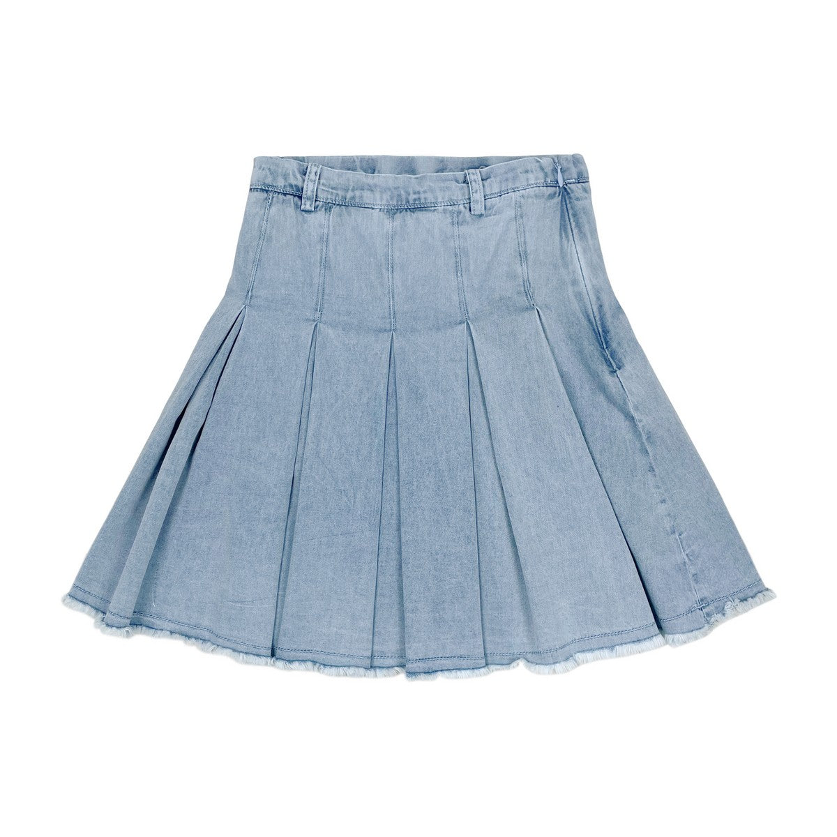 Stonewash Denim Pleated Skirt