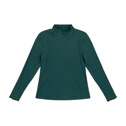 Green Pointelle Mockneck